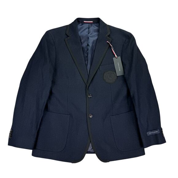 Tommy Hilfiger Mens Windsor Modern Fit Wool Blend Sport Coat Navy 42S